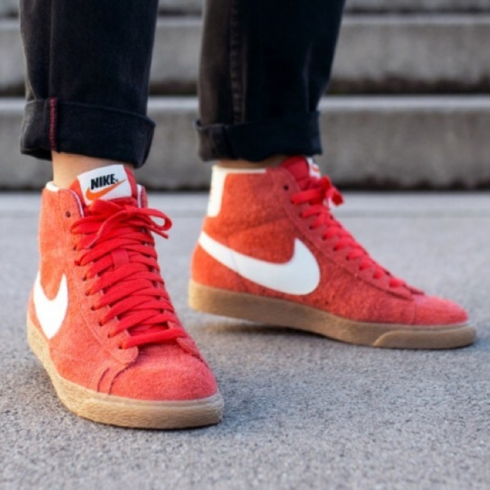 Nike Women's Blazer Mid Suede High Top In Orange